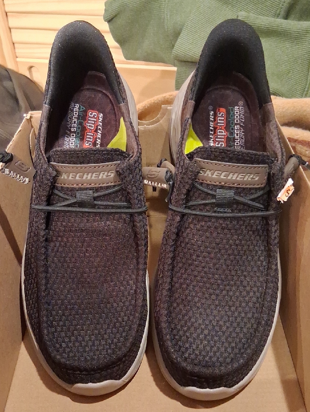 Skechers Men’s Dark Brown Slip-On Knit Loafers